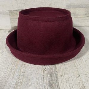 Vintage Wool Felt Fedora Hat Unisex Burgundy NWT Collections Accessories Classic